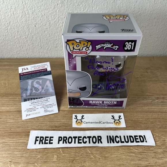 Hawk Moth Funko Pop #361 Miraculous Ladybug COA Signed Autograph NEAR MINT